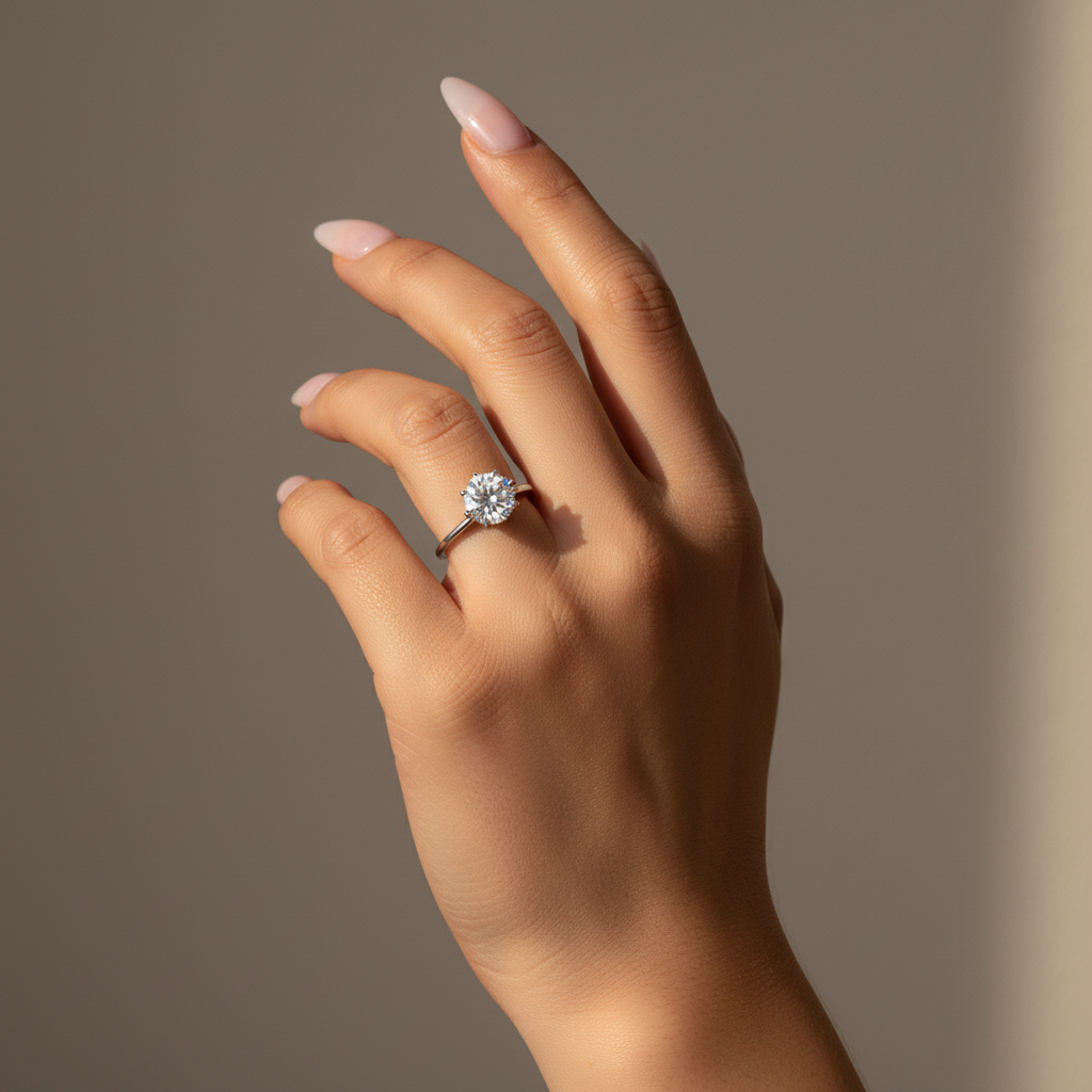 Gelovely Moissanite 2.0 Ct ~ 4.0 Ct Round Cut 6 Prong Engagement Ring For Women