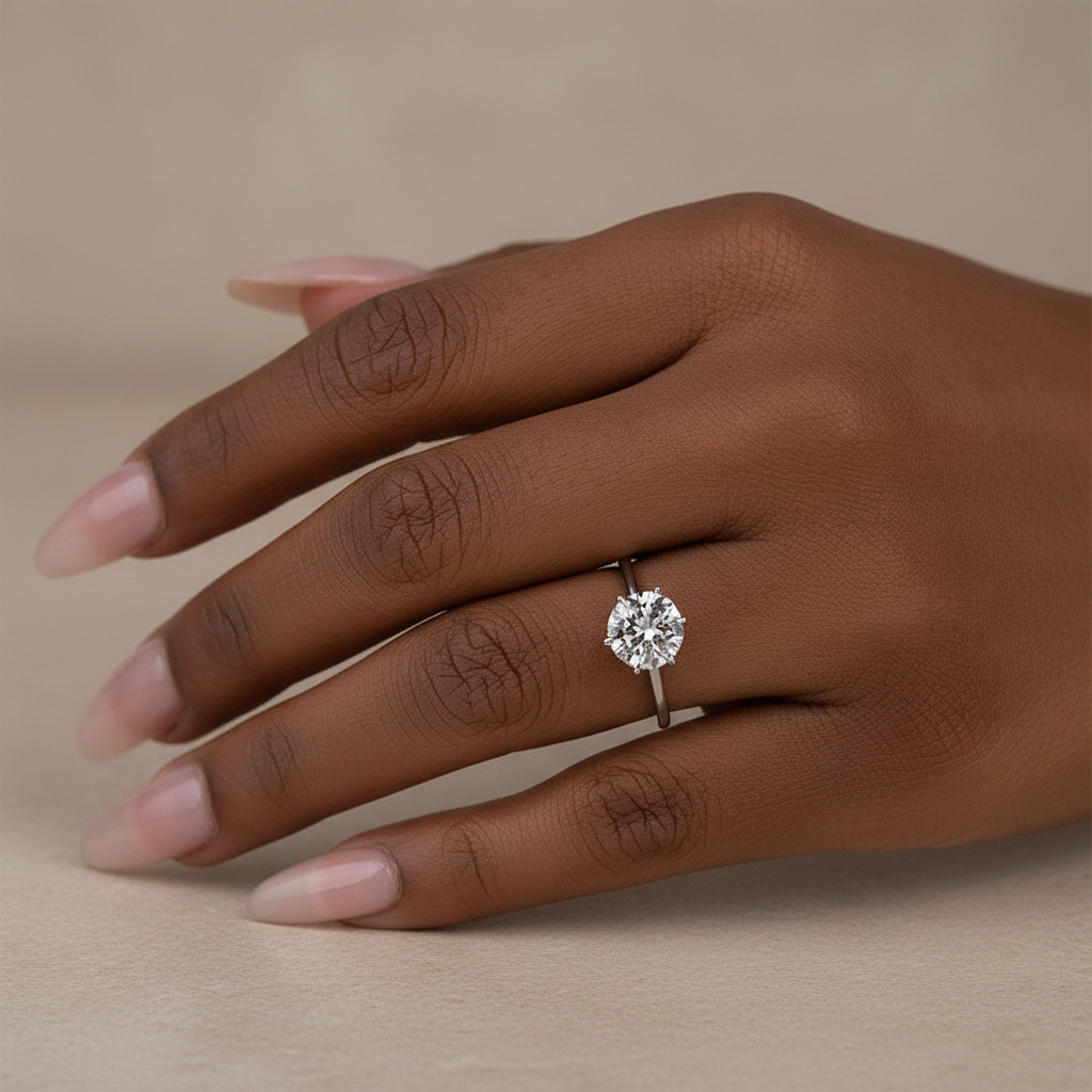 Gelovely Moissanite 2.0 Ct ~ 4.0 Ct Round Cut 6 Prong Engagement Ring For Women