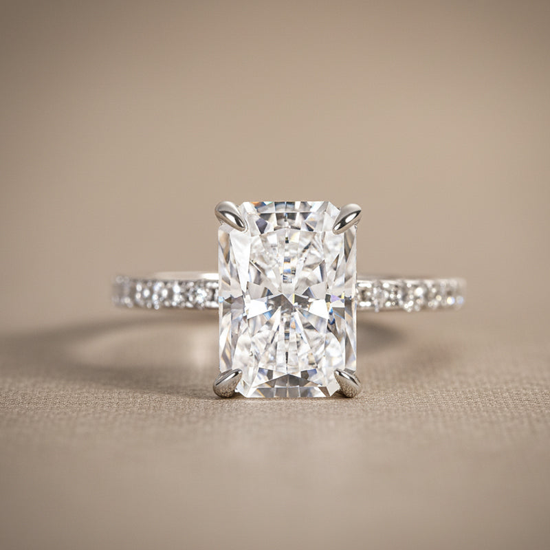 Gelovely Moissanite 2.0 Ct~3.5 Ct Radiant Cut White Gold Engagement Ring For Women
