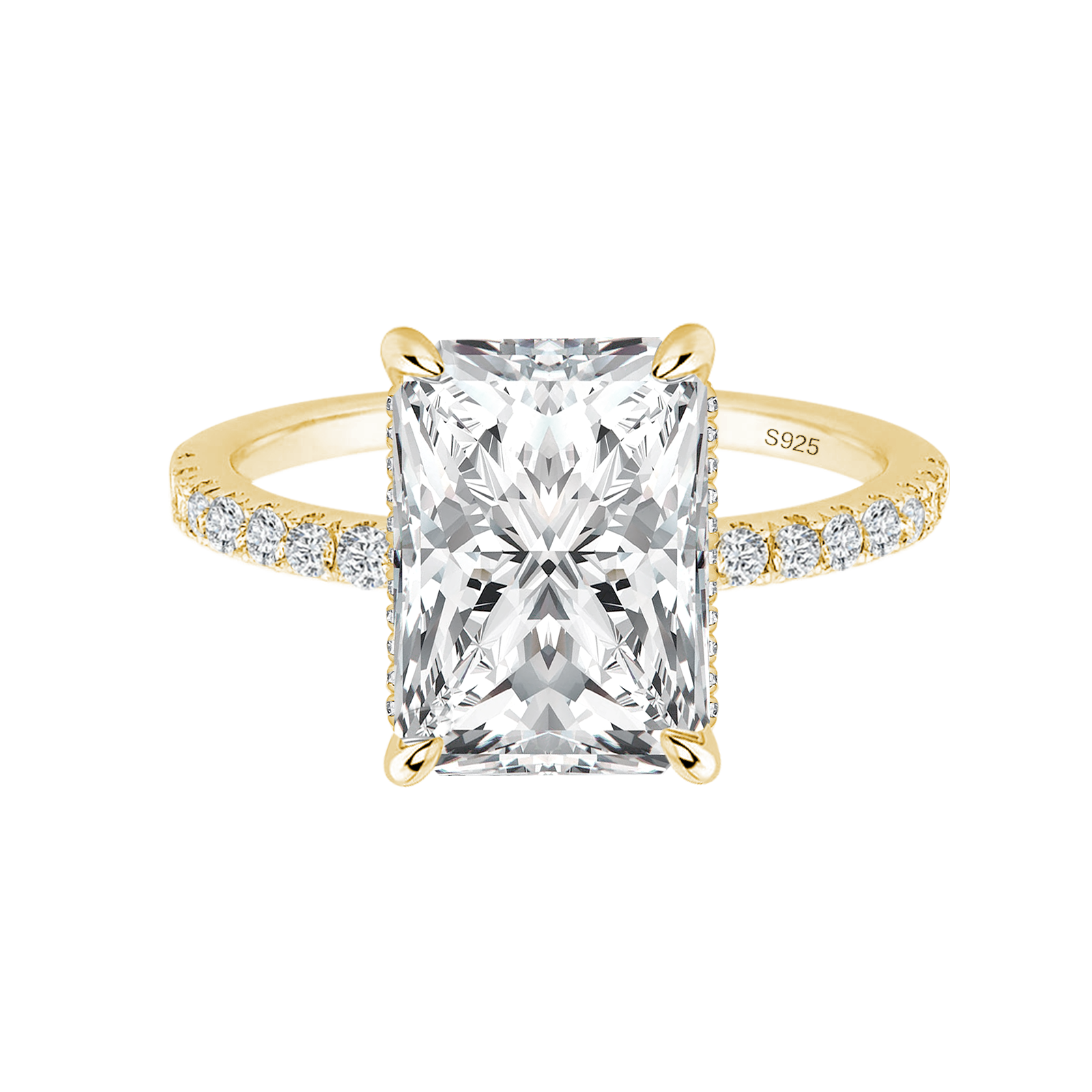 S925 Moissanite 2.0 Ct~3.5 Ct Radiant Cut 18K Gold Plated Engagement Ring Date Ring For Women