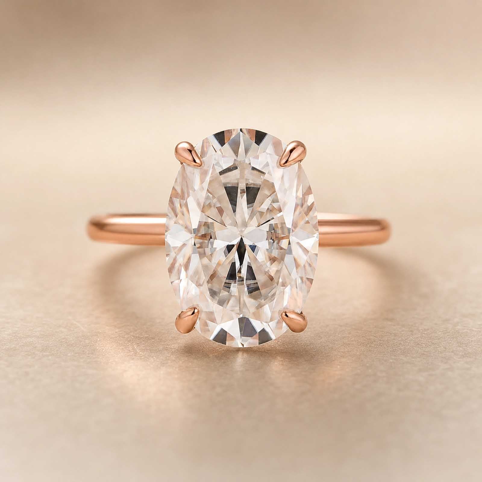 Gelovely Moissanite 2.0Ct~5.5Ct Oval Cut Promise Ring For Women