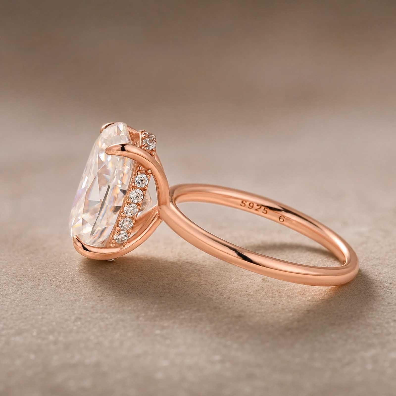 Gelovely Moissanite 2.0Ct~5.5Ct Oval Cut Promise Ring For Women