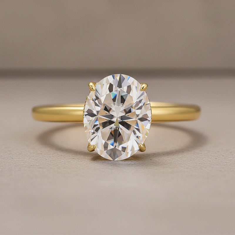 Moissanite 2.0 Ct ～5.5 Ct Oval Cut Yellow Gold Promise Ring For Women