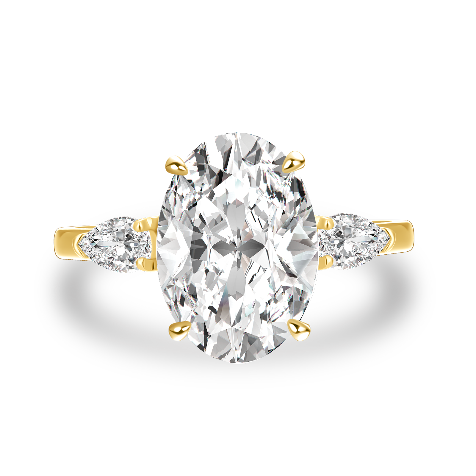 Gelovely Moissanite 4.0 Ct Oval Cut Yellow Gold Promise Ring