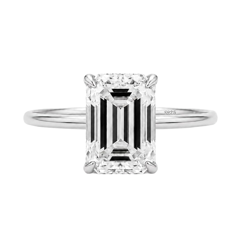S925 Moissanite 3.5 Ct Emerald Cut Solitaire Engagement Ring Promise Ring For Her