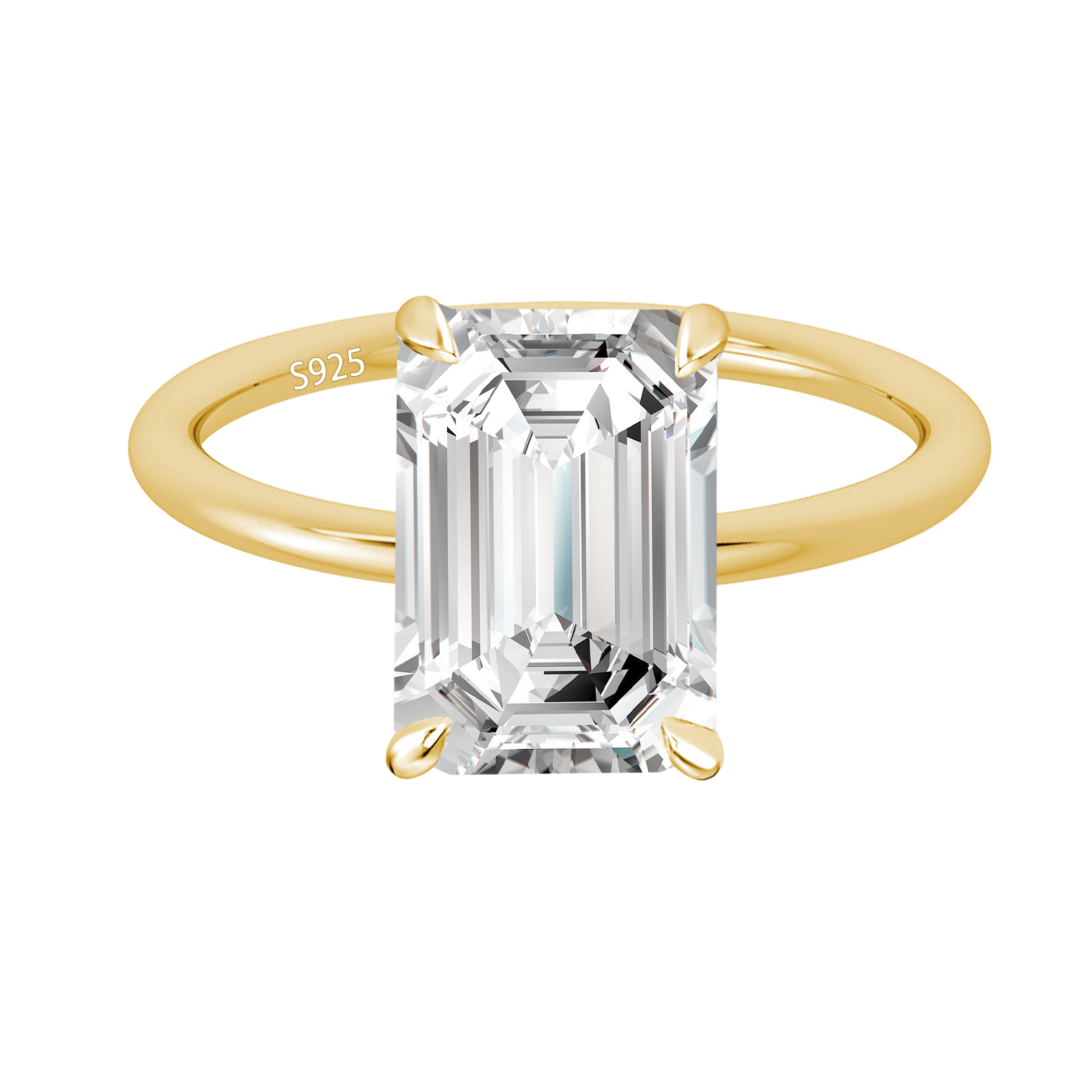 S925 Moissanite 1.5~3.5 Ct Emerald Cut Solitaire Engagement Ring Bridal Ring For Her