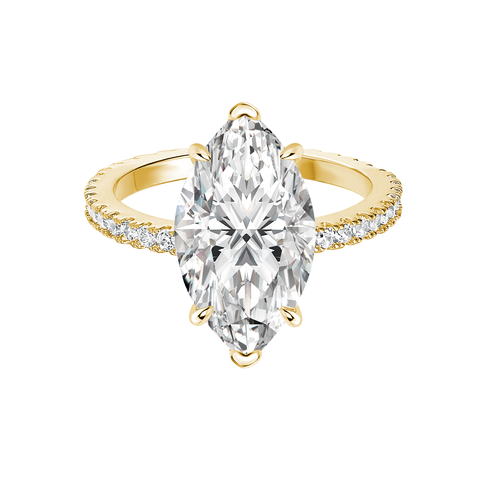 S925 Moissanite 4.0 Ct Marquise Cut 18K Gold Plated Half-Coverage Engagement Ring For Everyday Wear