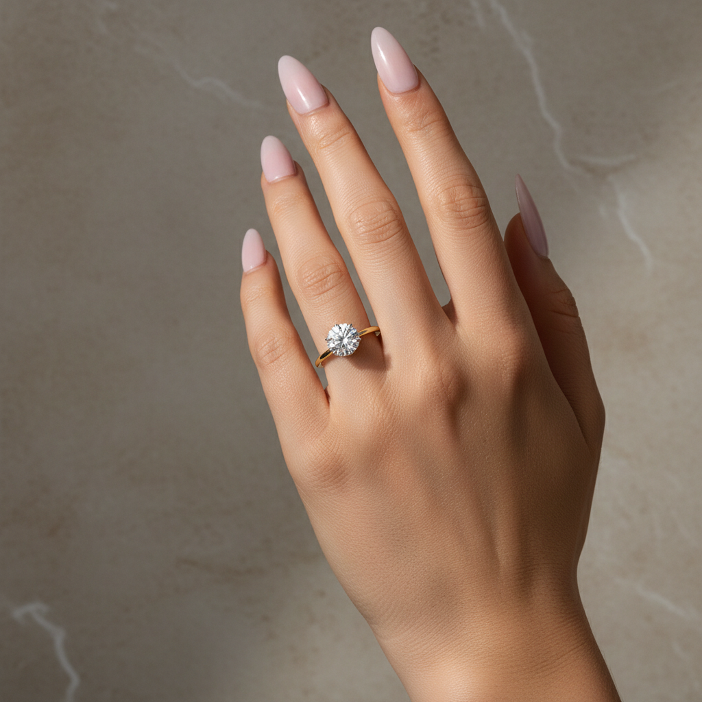 S925 Moissanite Two-tone 2.0 Ct Round Cut Promise Ring For Women
