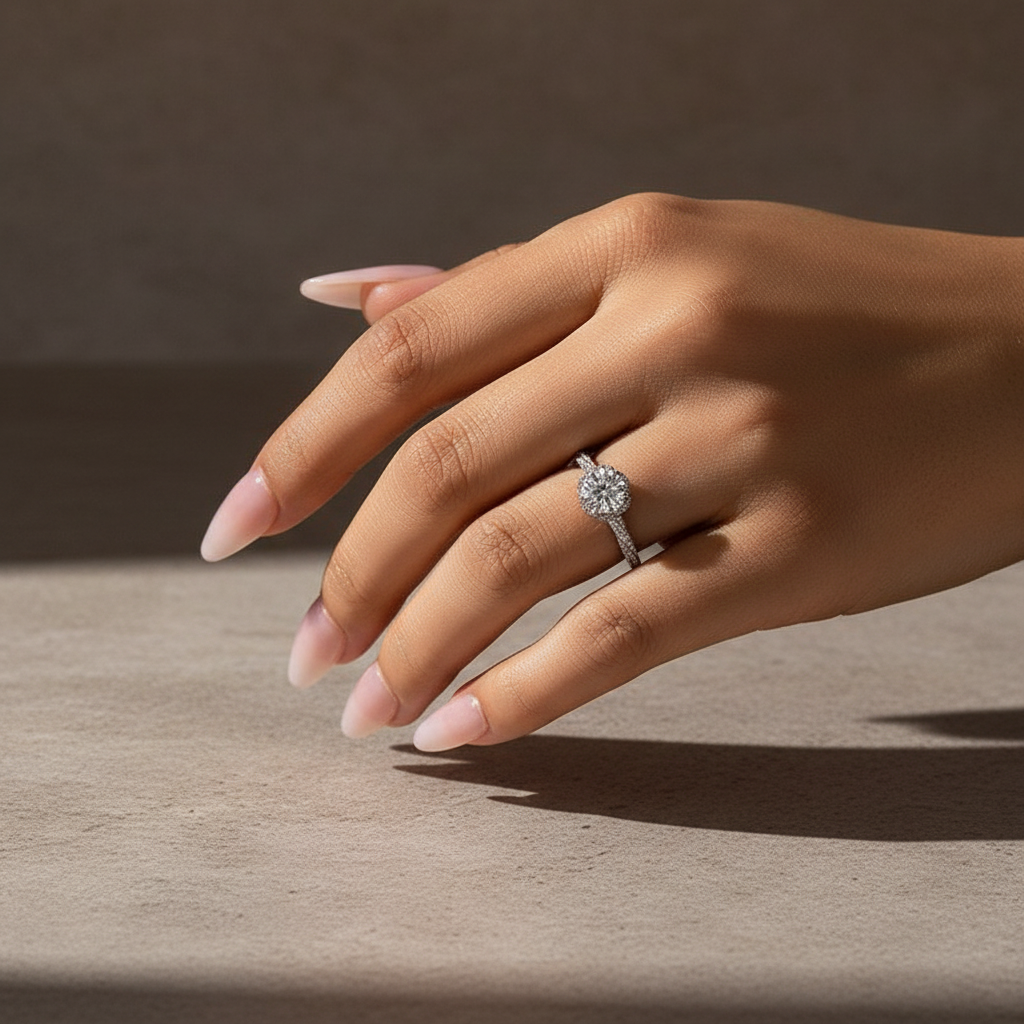 S925 Moissanite 1.0 Ct Flower Design Promise Ring For Women