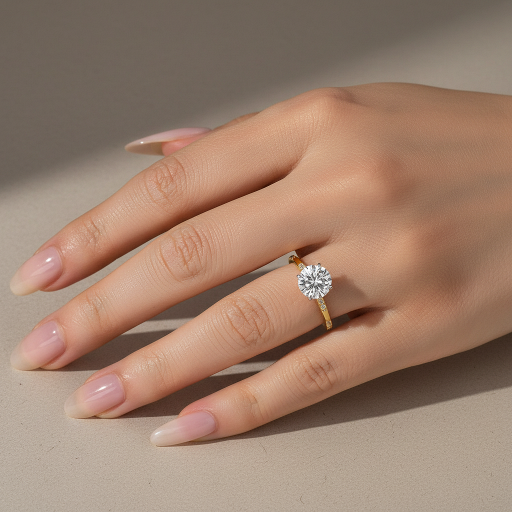 S925 Moissanite 2.0Ct Round Cut Elegant Two-tone Engagement Ring