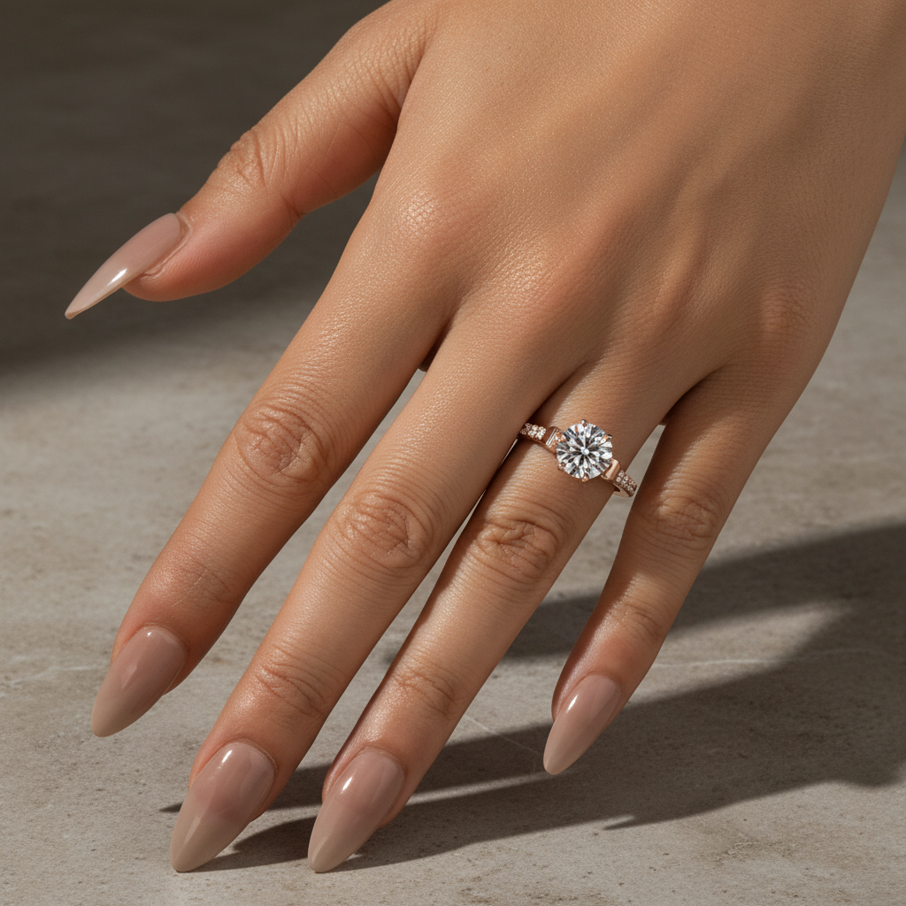 S925 Moissanite 2.0 Ct Bow Base Design Rose Gold Promise Bridal Ring