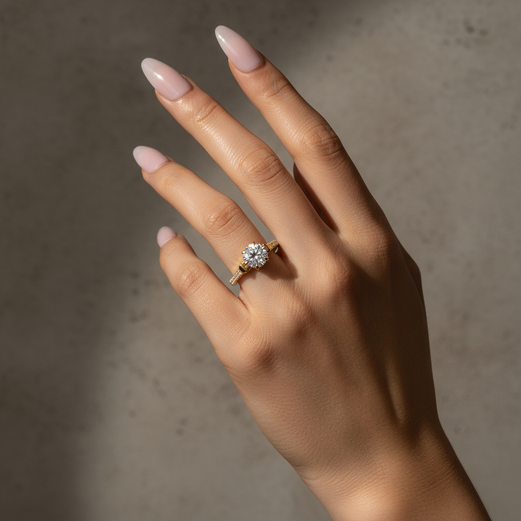 S925 Moissanite 2.0 Ct Bow Base Design Yellow Gold Promise Bridal Ring