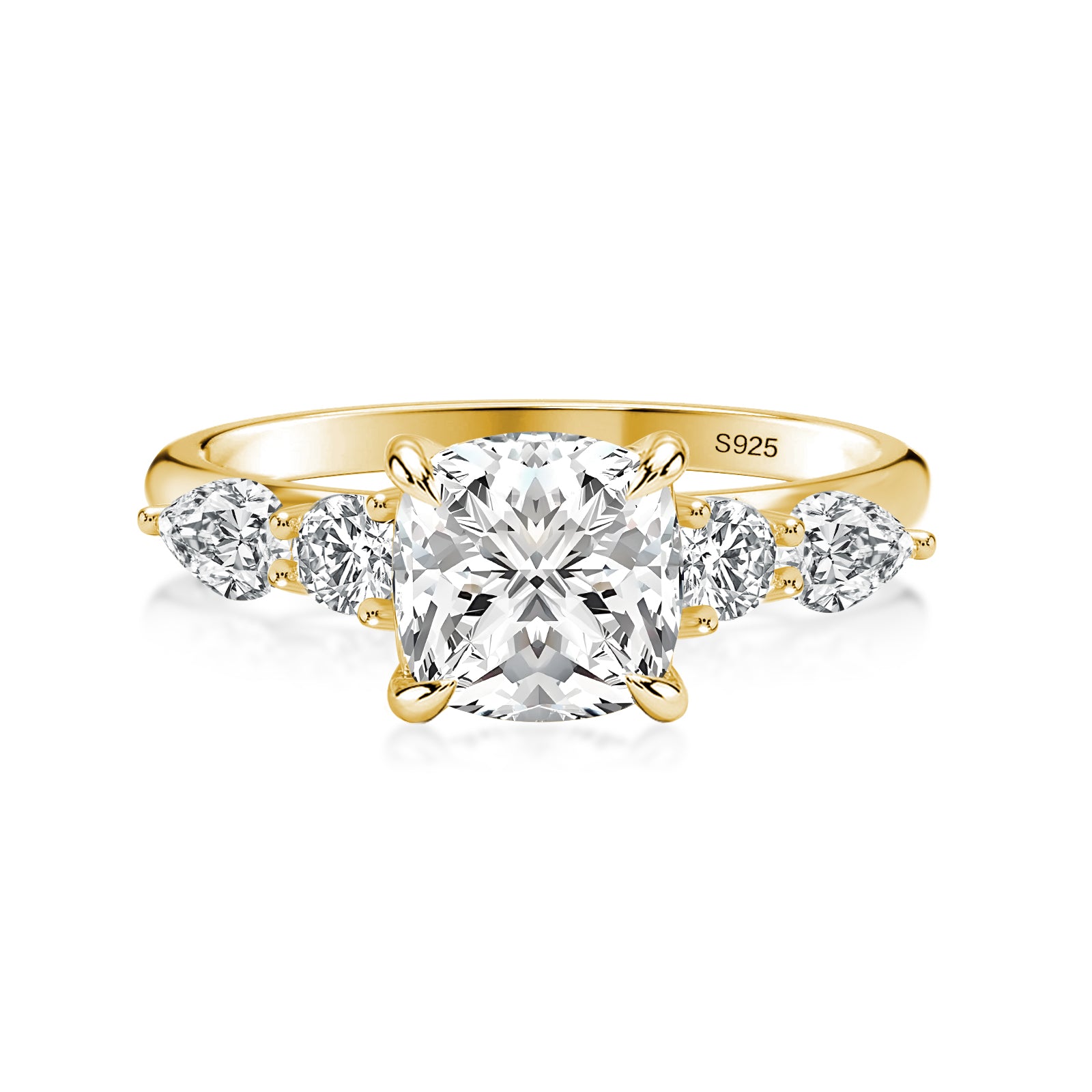 Gelovely Moissanite 2.0 Ct Cushion Yellow Gold Bridal Ring