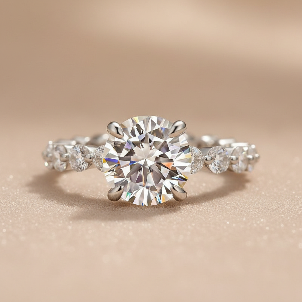 Gelovely Moissanite 2.0 Ct White Gold Promise Bridal Ring