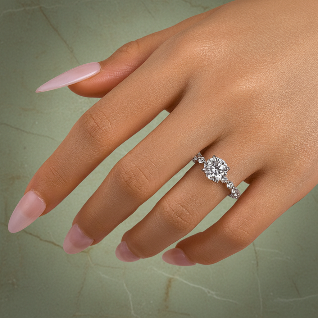 Gelovely Moissanite 2.0 Ct White Gold Promise Bridal Ring