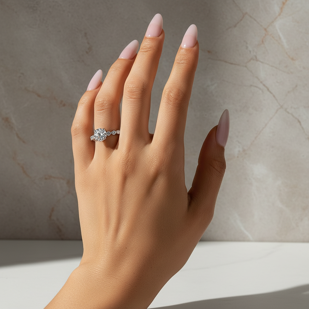 Gelovely Moissanite 2.0 Ct White Gold Promise Bridal Ring