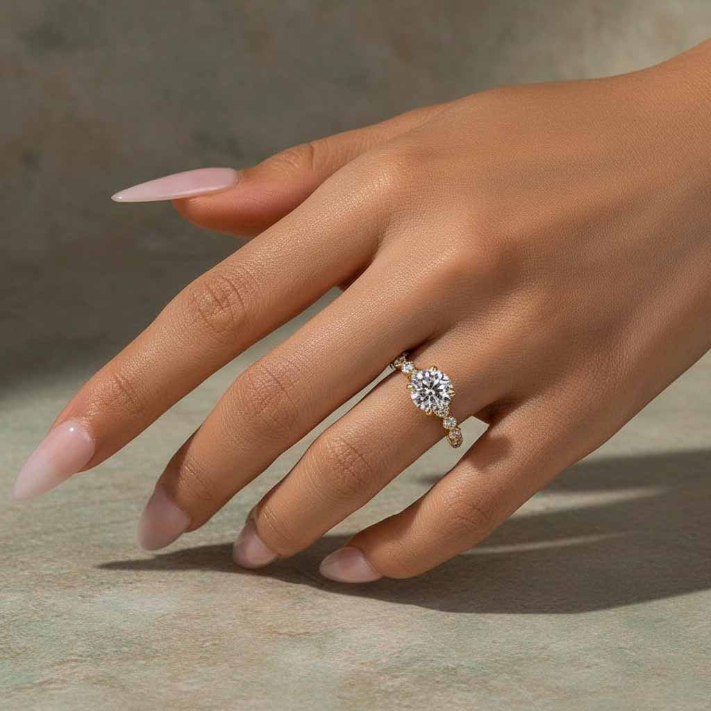 Gelovely Moissanite 2.0 Ct Yellow Gold Promise Bridal Ring