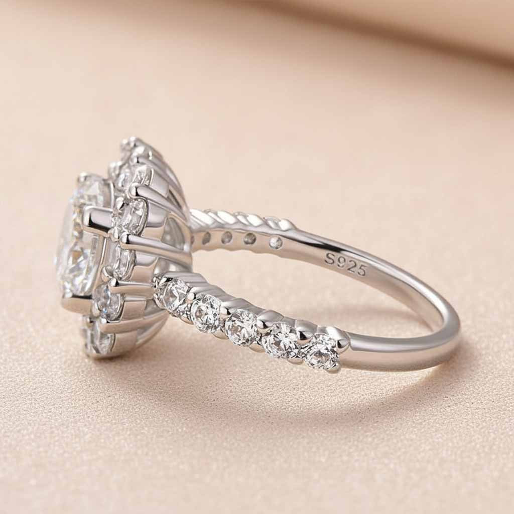 Moissanite 2.0 Ct Halo Round Cut White Gold Engagement Ring
