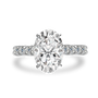 S925 Moissanite 2.5Ct~4.0Ct Oval Cut Hidden Halo White Gold Moissanite Diamond Engagement Ring