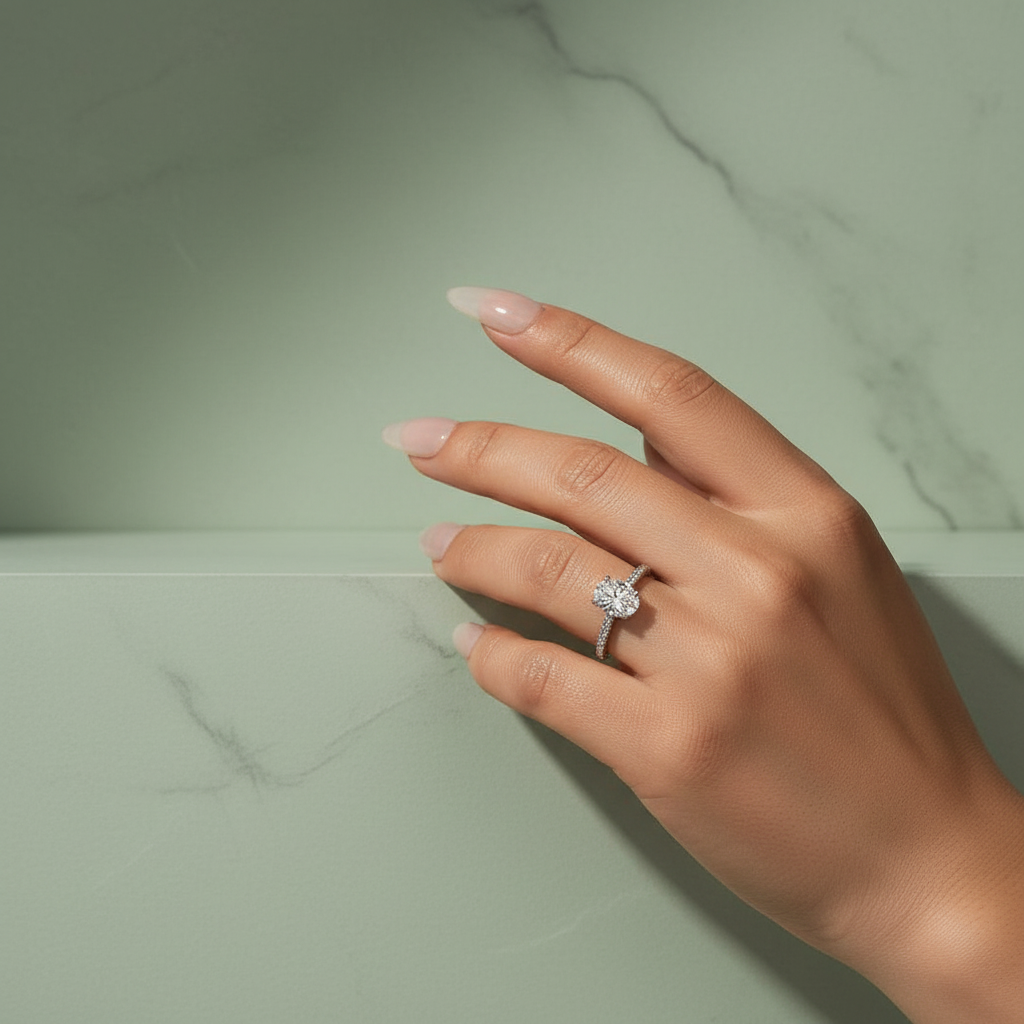 Moissanite 2.0 Ct~5.5 Ct Pavé Oval Cut Engagement Rings For Women