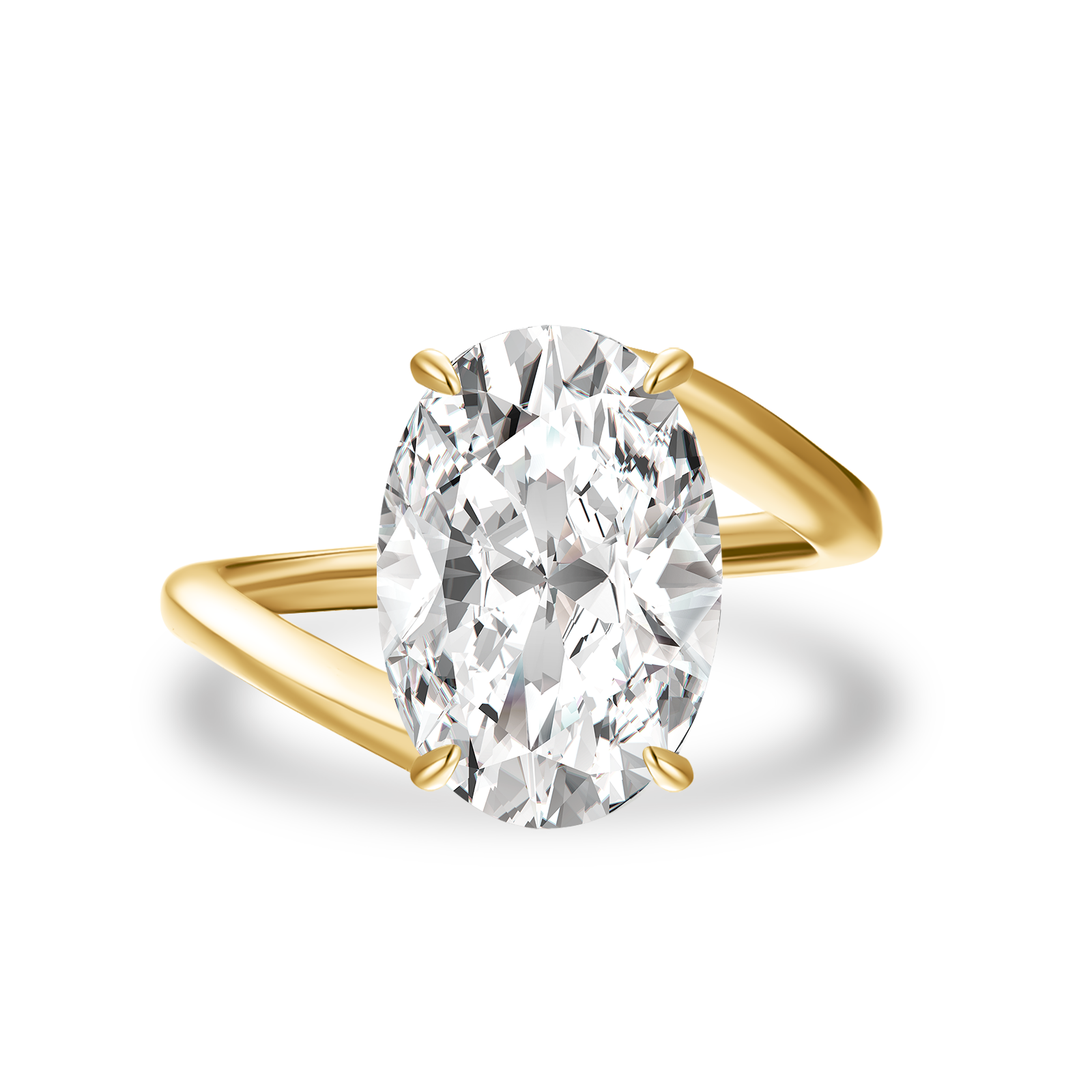 Bypass 5.5 Ct Oval Cut Solitaire Engagement Ring In 925 Sterling Silver