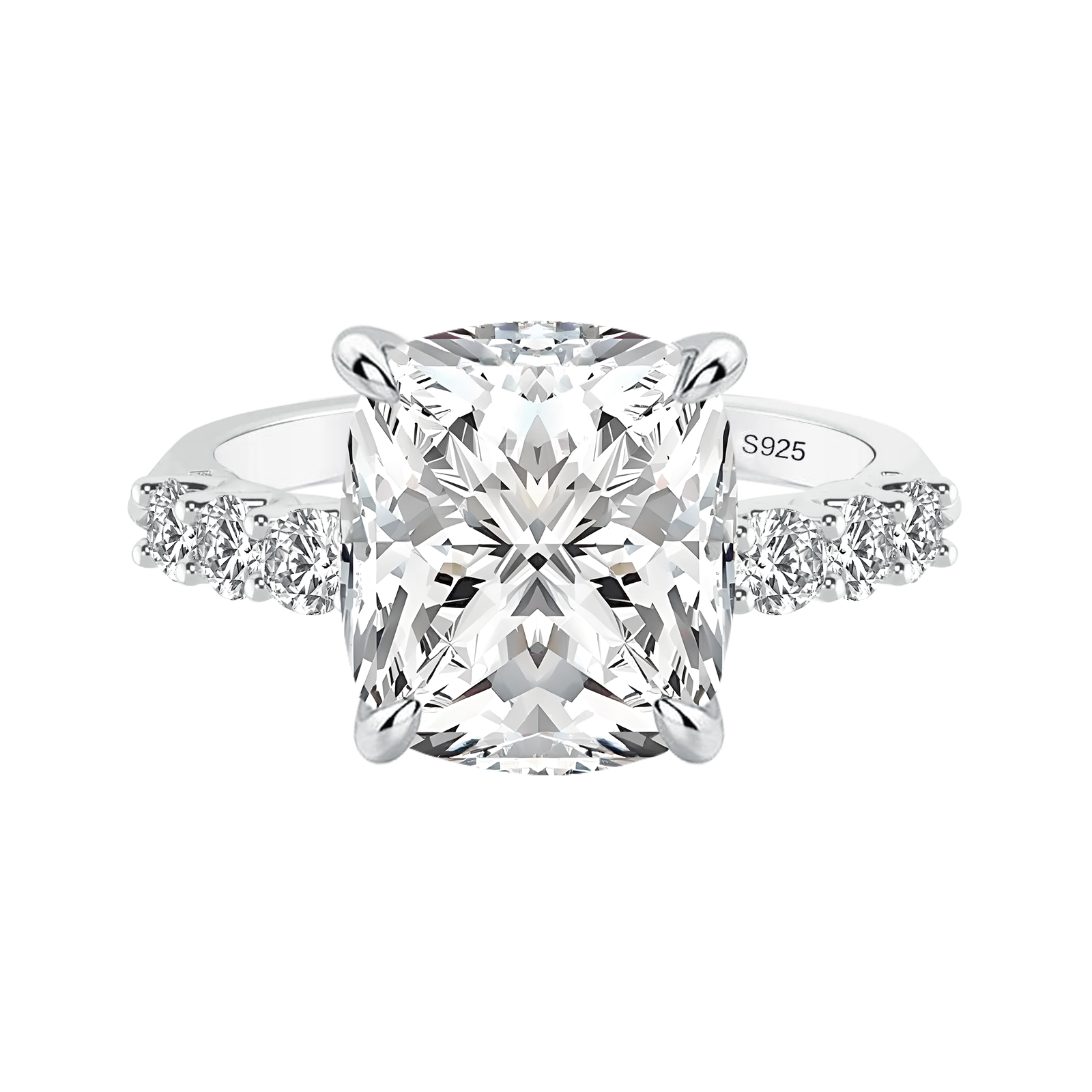Gelovely Moissanite 3.0 Ct Cushion Cut White Gold Engagement Ring