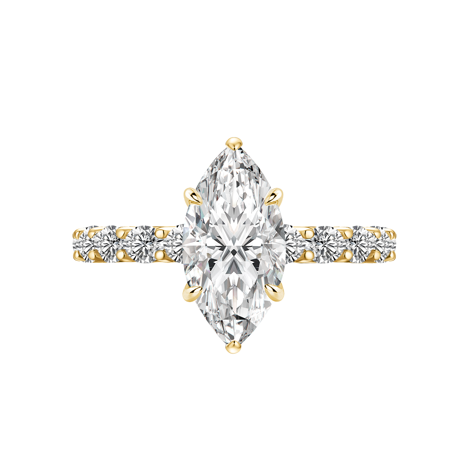 S925 Moissanite 3.0 Ct Marquise Cut Green/White Stone Yellow Gold Plated Engagement Ring