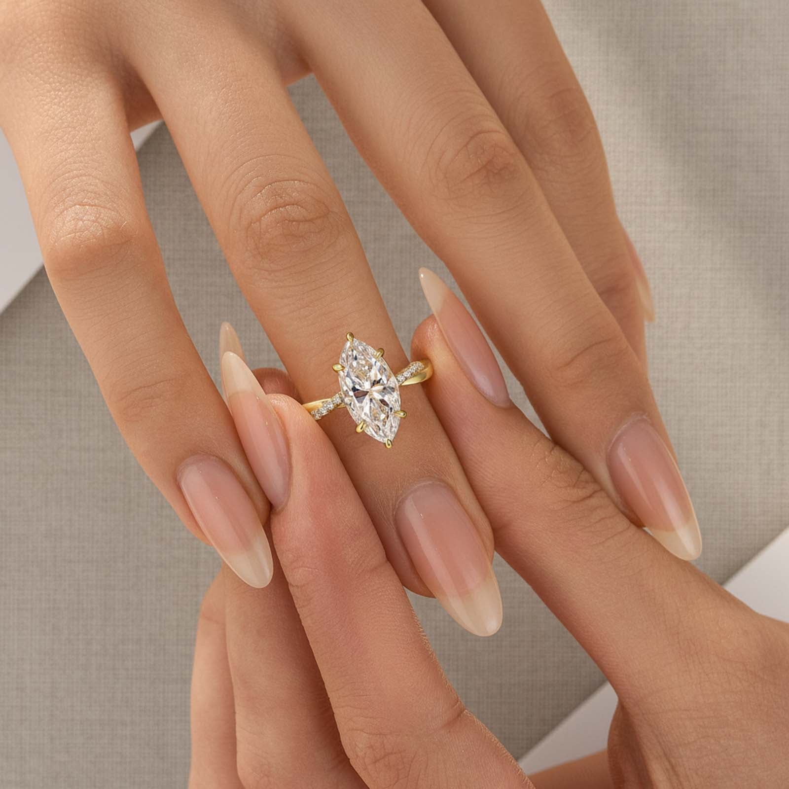 S925 Moissanite 3.0Ct Marquise Cut Twist White Gold Promise Ring For Women Everyday Wear