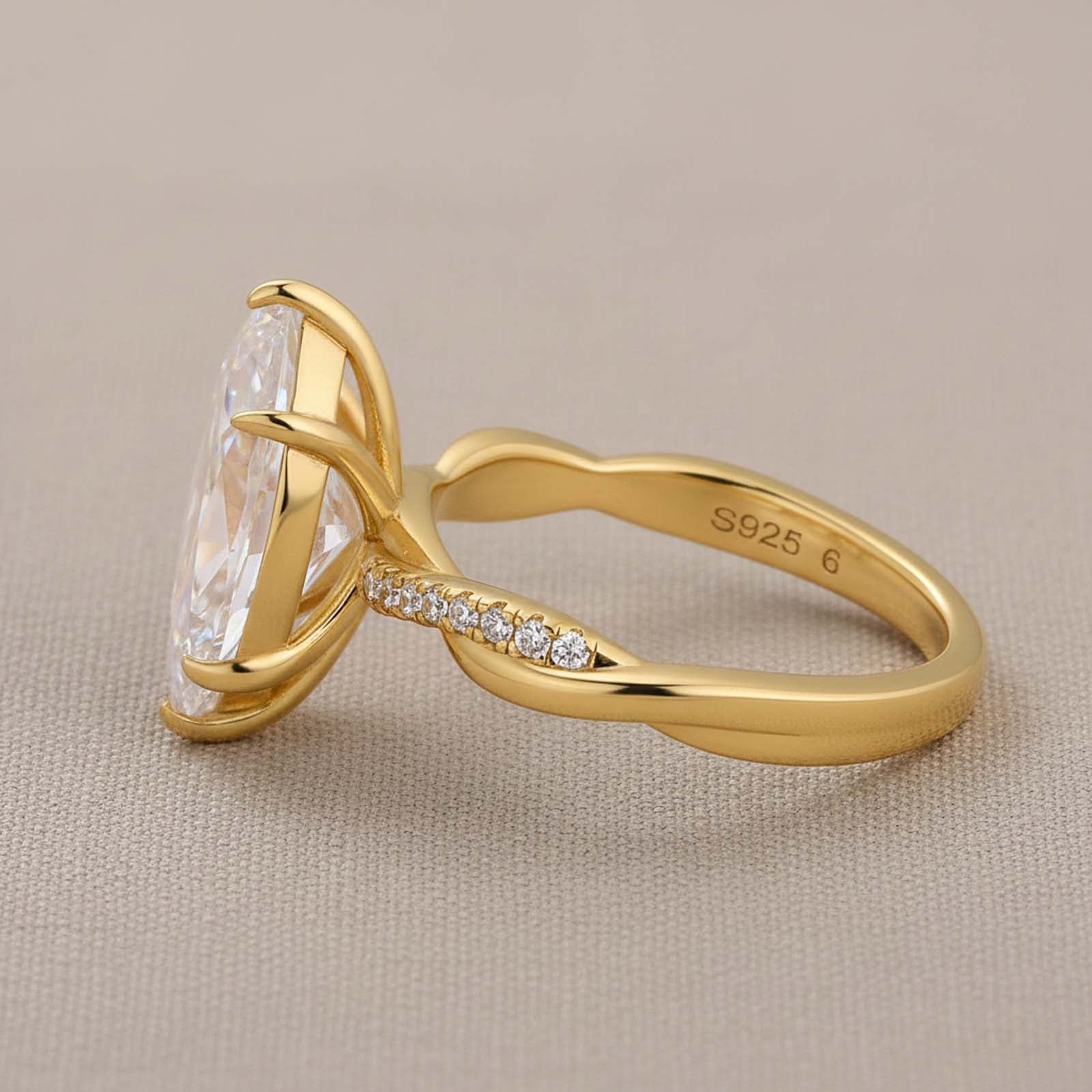 S925 Moissanite 3.0Ct Marquise Cut Twist White Gold Promise Ring For Women Everyday Wear