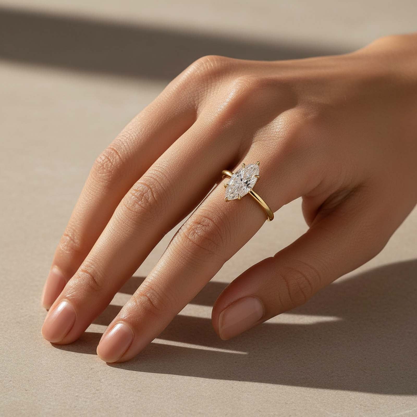 S925 Moissanite 1.0 Ct/2.0 Ct/3.0Ct Marquise Cut Solitaire Gold Plated Promise Ring For Women Everyday Wear