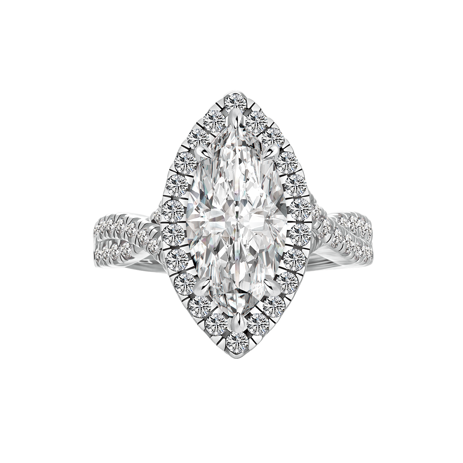S925 Moissanite 3 Ct White Marquise Cut Halo Engagement Ring 925 Sterling Silver Promise Ring For Women