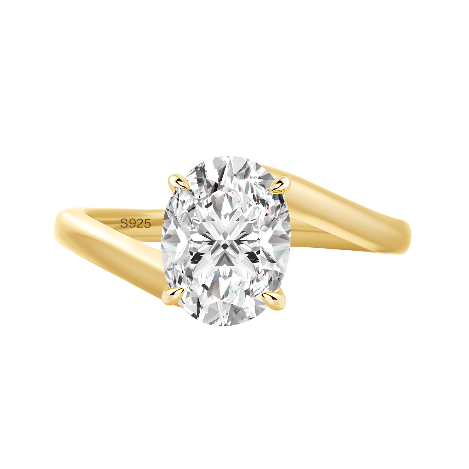 S925 Moissanite 2.0 Ct Oval Cut Solitaire Engagement Ring In 925 Sterling Silver