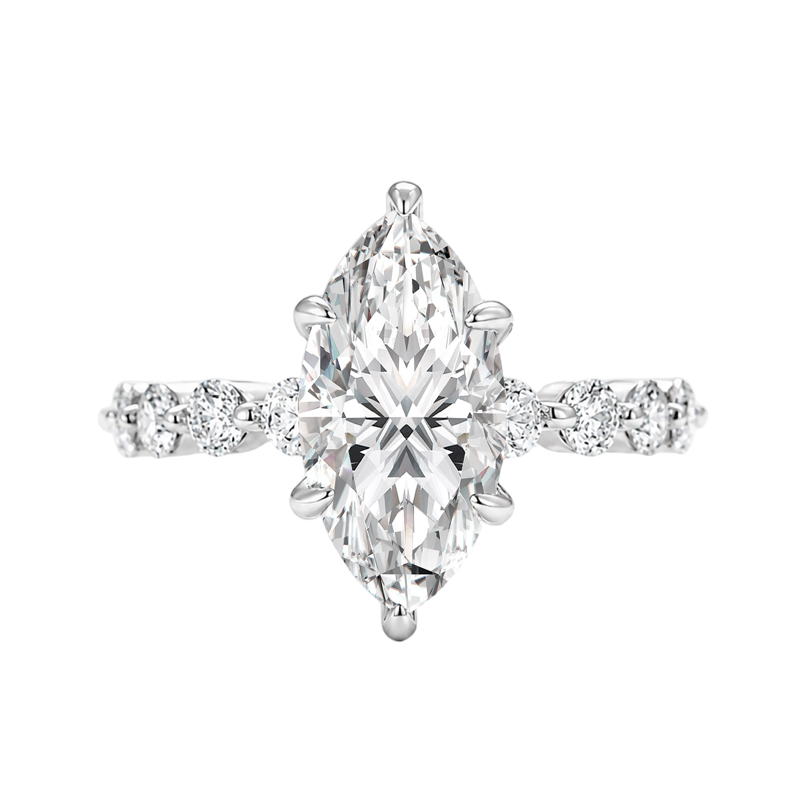 S925 Moissanite 3.0Ct Marquise Cut Promise Ring In Sterling Silver For Daily Wear