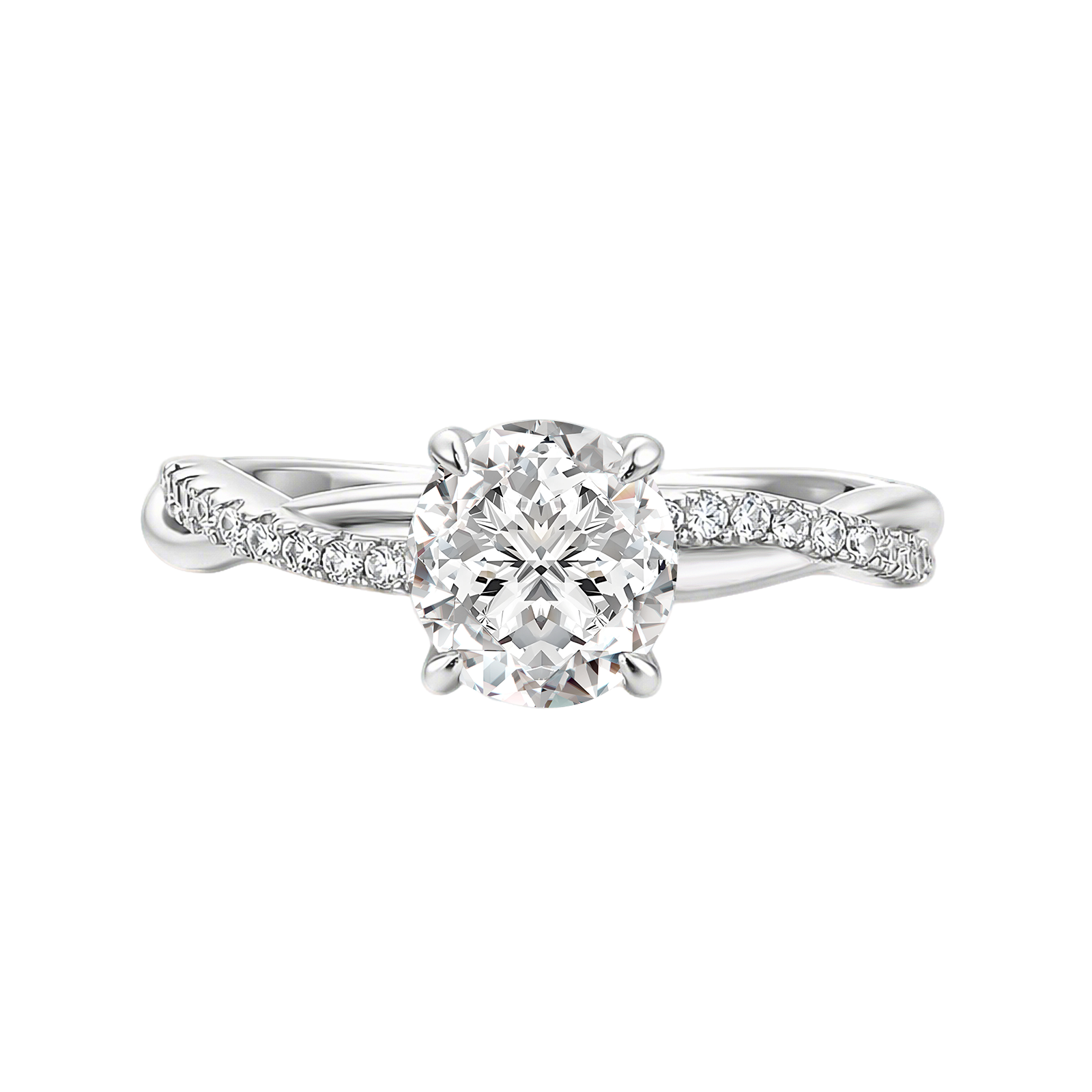S925 Moissanite Twist White Gold 1.0Ct Round Cut Engagement Ring In Sterling Silver