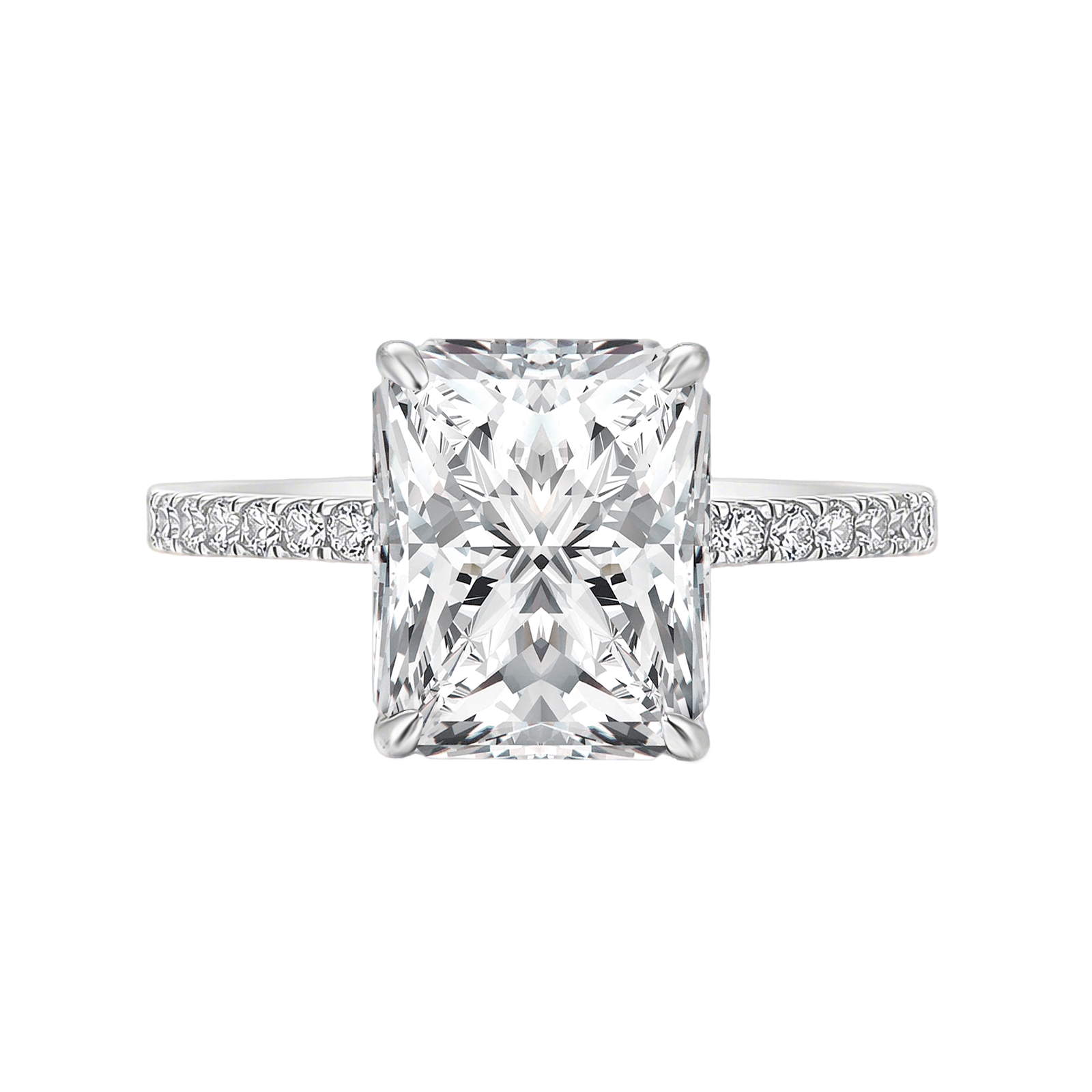 S925 Moissanite 4.0Ct Radiant Cut Halo Engagement Ring 18K White Gold Sterling Silver