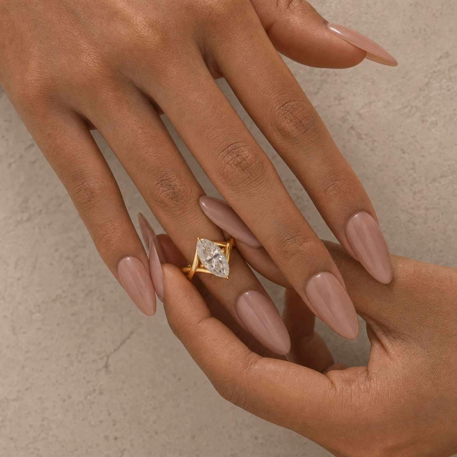 S925 Moissanite Twist 3.0Ct Marquise Cut Yellow Gold Engagement Ring