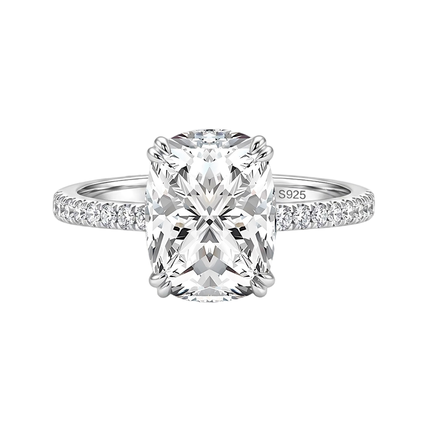S925 Moissanite 5.5Ct Cushion Cut Stackable Half Pave Ring For Every Moment
