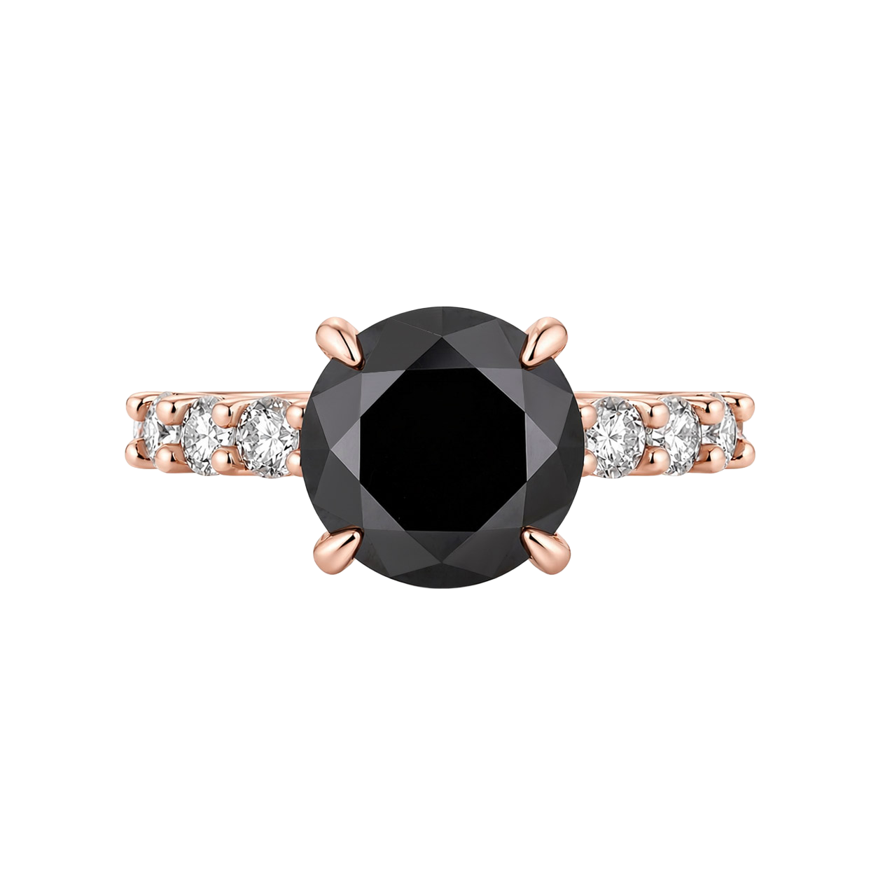 S925 Moissanite 4.0 Carat Round Cut Black Stone Engagement Ring For Everyday Wear