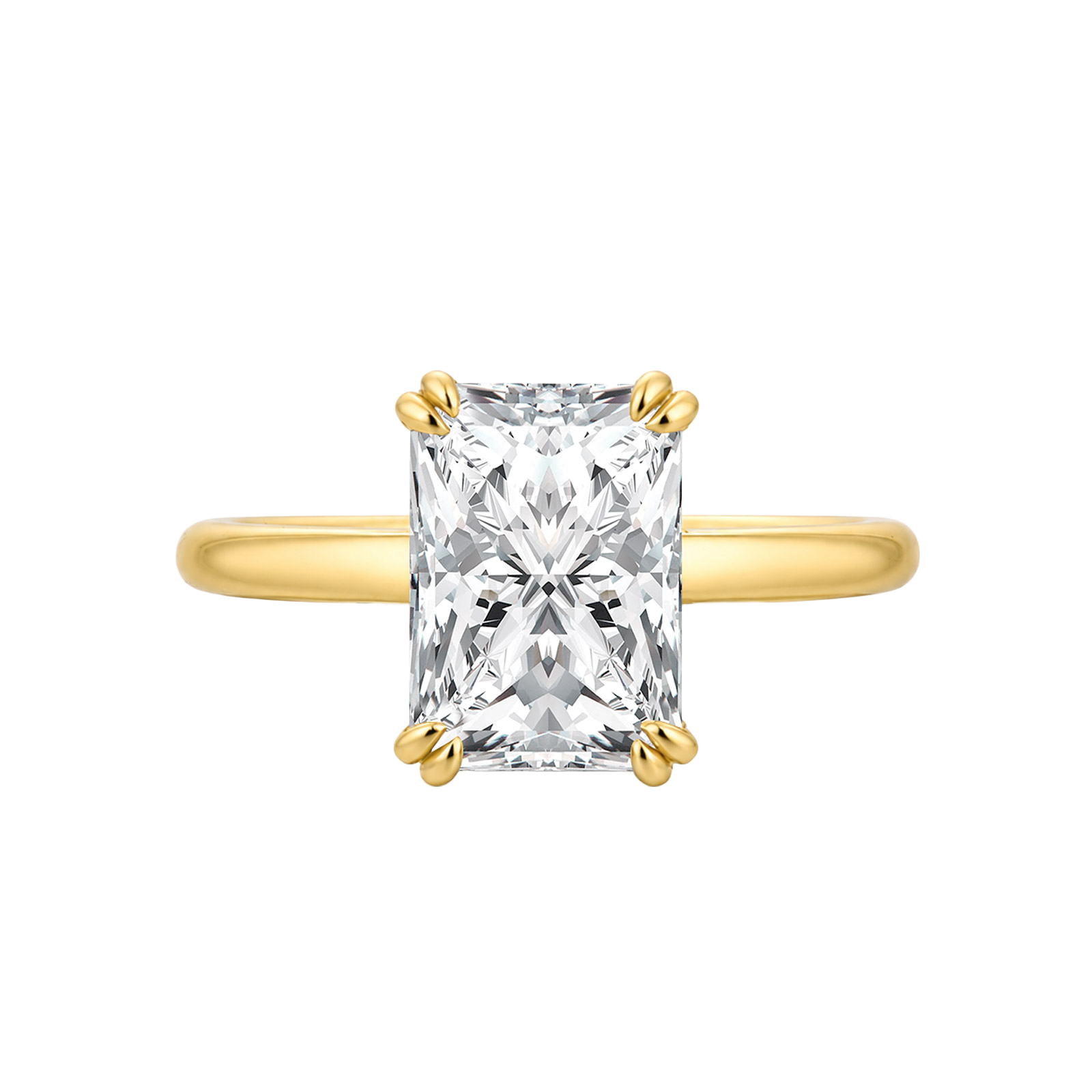 S925 Moissanite 3.5Ct Radiant Cut Hidden Halo Engagement Ring Gold Plated Promise Ring For Women