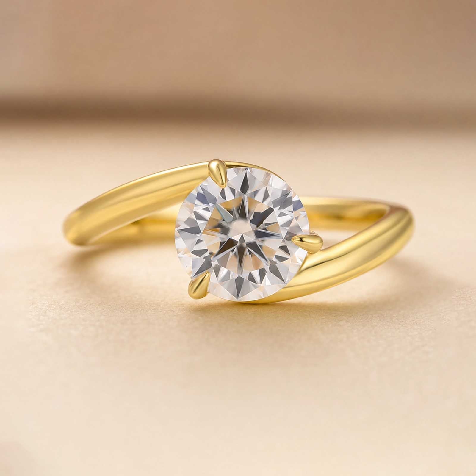 S925 Moissanite 1.2Ct Round Cut Engagement Ring Travel Ring In Sterling Silver