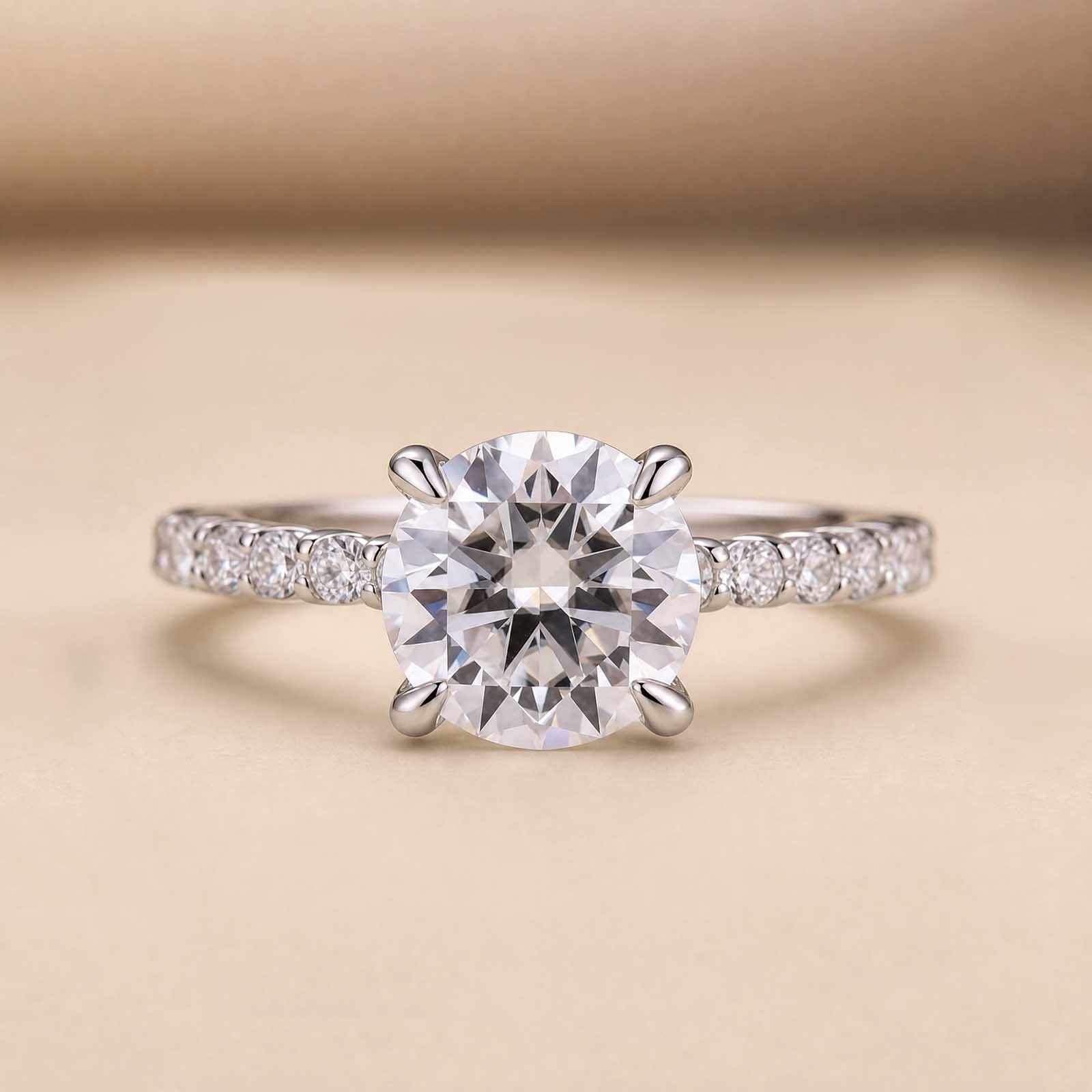 S925 Moisssanite 2.0Ct Round Cut Affordable Engagement Ring Travel Ring For Women