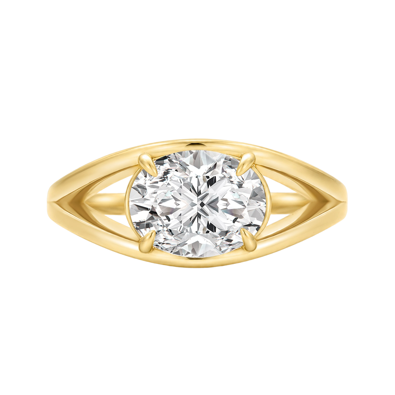 S925 Moissanite 2.0Ct Oval Cut Open Split Shank Delicate Promise Ring