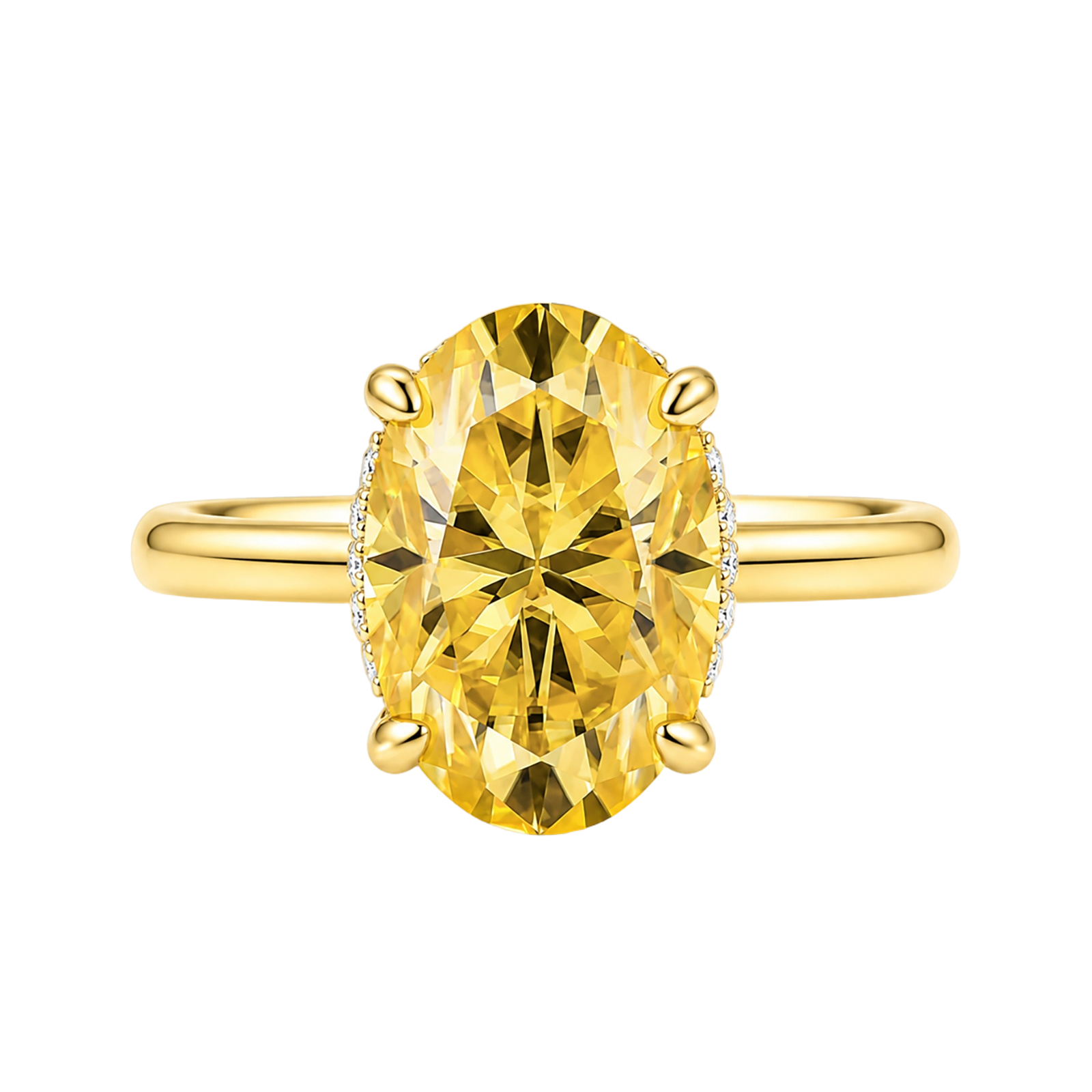 S925 Moissanite 4.0Ct Oval Cut Solitaire Lemon Yellow Very Wearable Ring For Travel