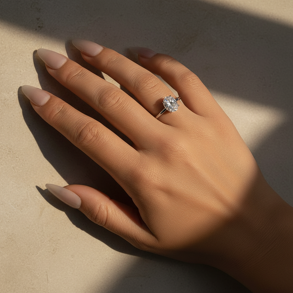 Gelovely Moissanite 2.0Ct~5.5Ct Oval Cut Promise Ring For Women