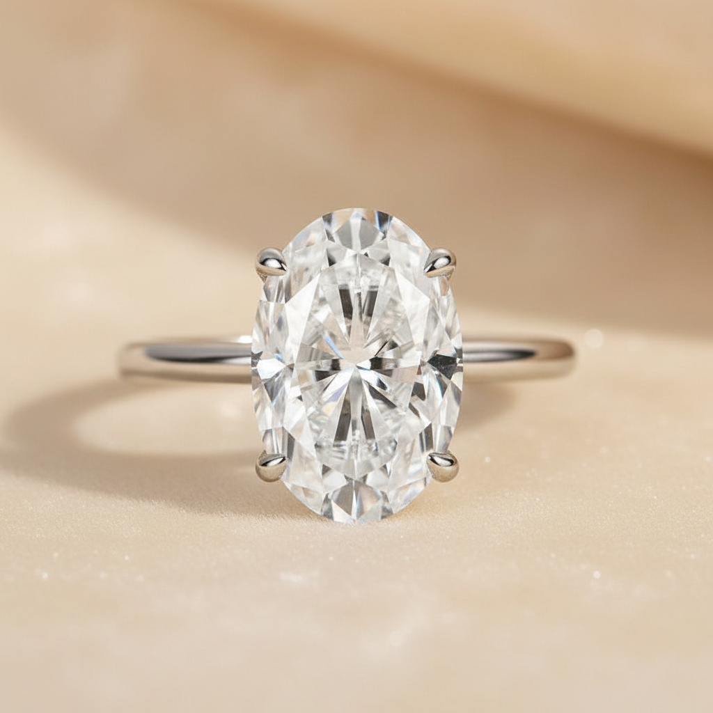 Gelovely Moissanite 2.0Ct~5.5Ct Oval Cut Promise Ring For Women