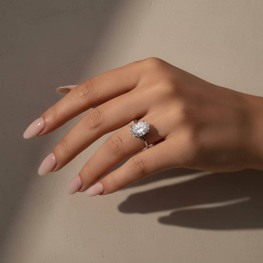 Gelovely Moissanite 2.0Ct~5.5Ct Oval Cut Promise Ring For Women