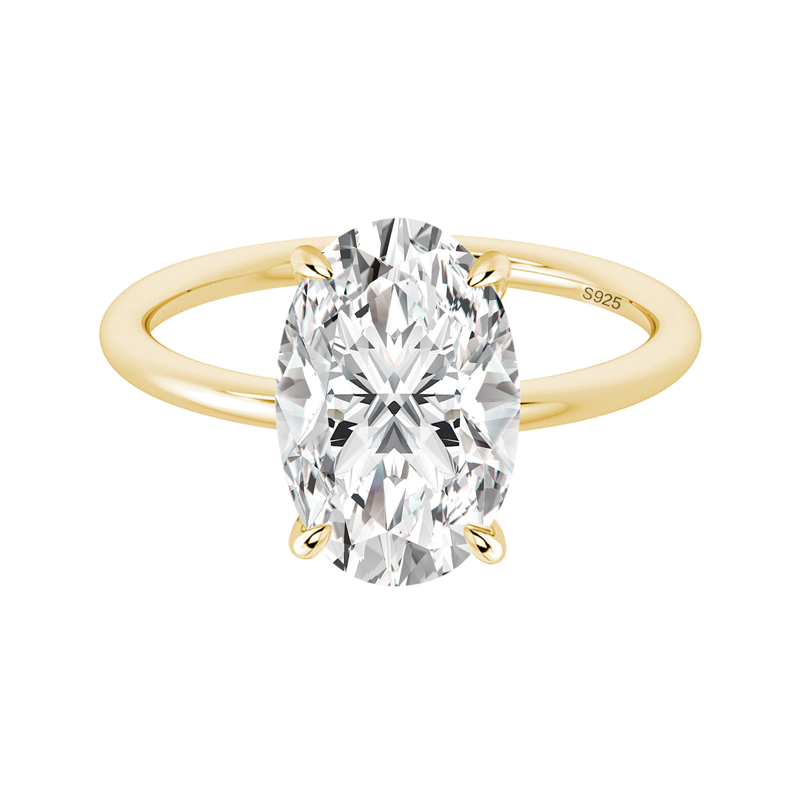 Moissanite 2.0 Ct ～5.5 Ct Oval Cut Yellow Gold Promise Ring For Women