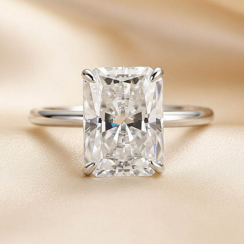 Gelovely Moissanite 4.5 Ct Radiant Cut White Gold Engagement Ring