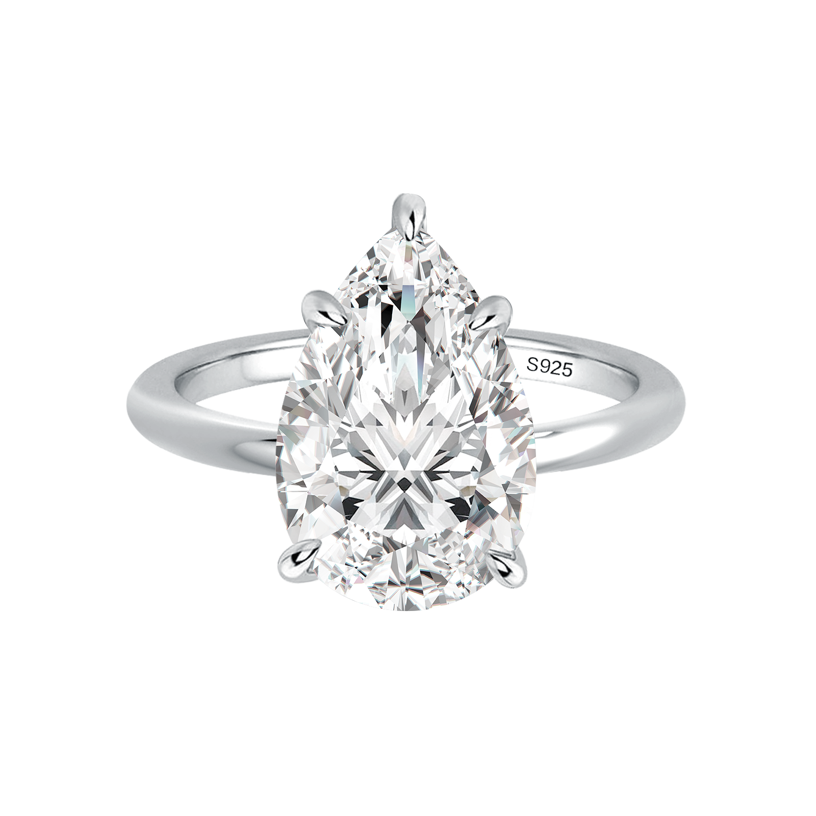 Gelovely Moissanite 2.5Ct/4.0Ct Pear Cut White Gold Engagement Ring For Women