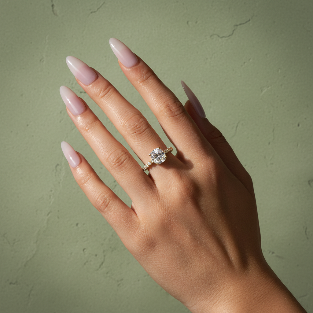 S925 Moissanite 2.0 Ct Yellow Gold Cushion Cut Bridal Ring
